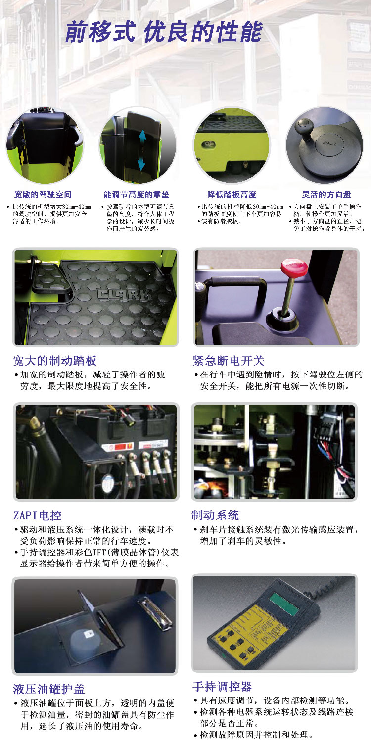 2噸電動前移式克拉克叉車